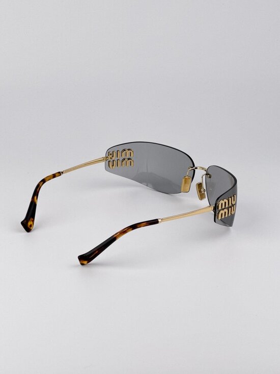Miu Miu Women’s Sunglasses – Gold Grey Rectangle Rimless (MUA51S 5AK50K) main image 5